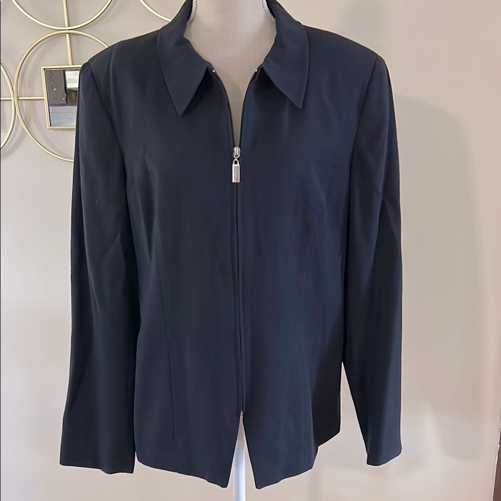 Norton McNaughton Navy Blue Blazer  Jacket zip up collared side pockets size 16